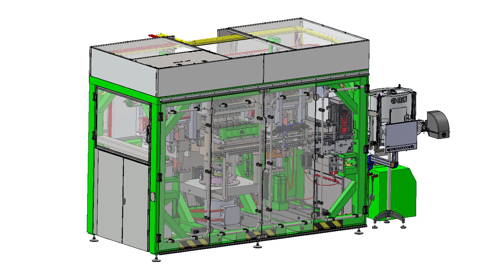 EXTREMELY COMPACT COMPLETE LINE FOR PHARMA CONTAINERS